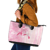 Breast Cancer Awareness Leather Tote Bag Maile Pikake Lokelani Crown Flower Lei Inspired
