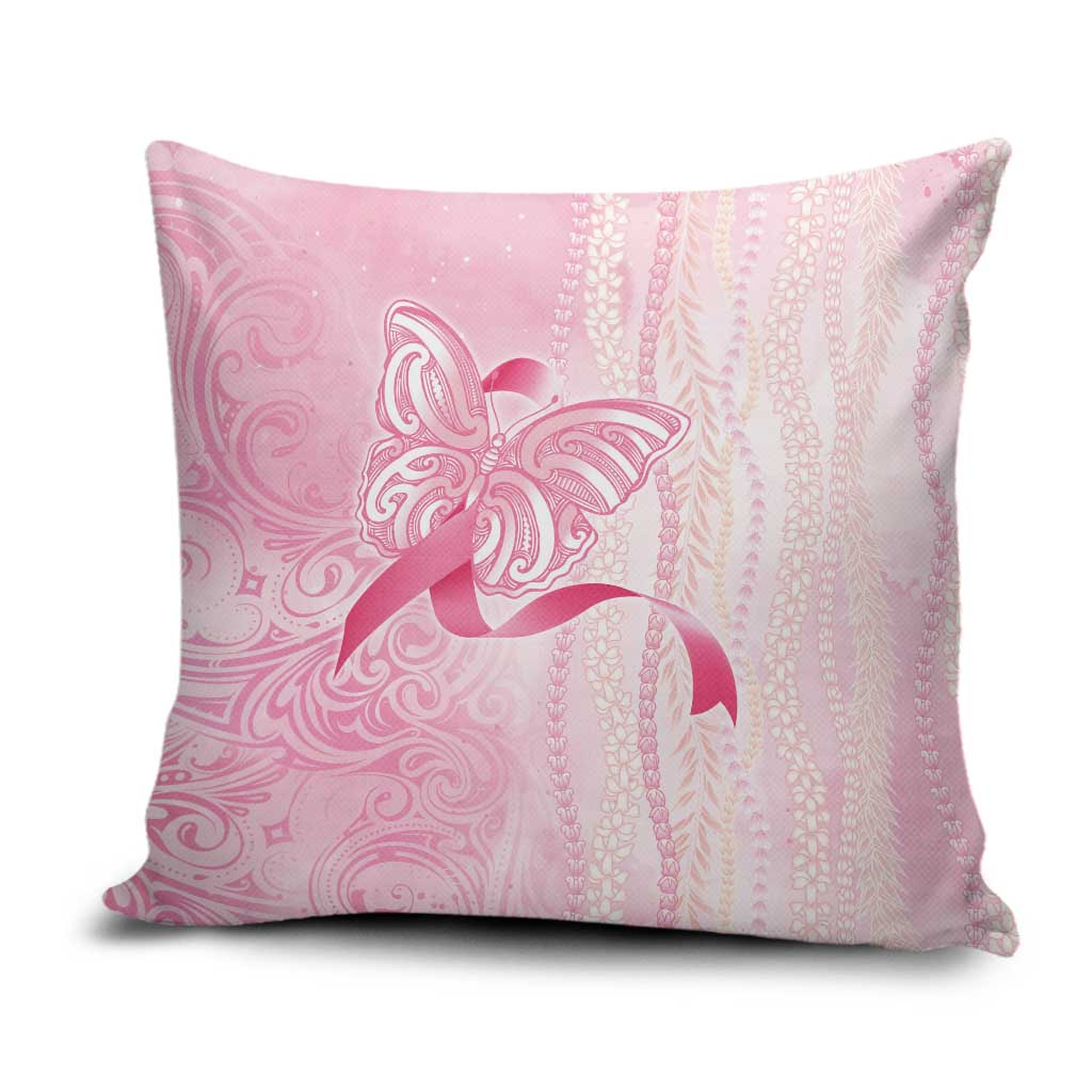 Breast Cancer Awareness Pillow Cover Maile Pikake Lokelani Crown Flower Lei Inspired LT9 Pink - Polynesian Pride