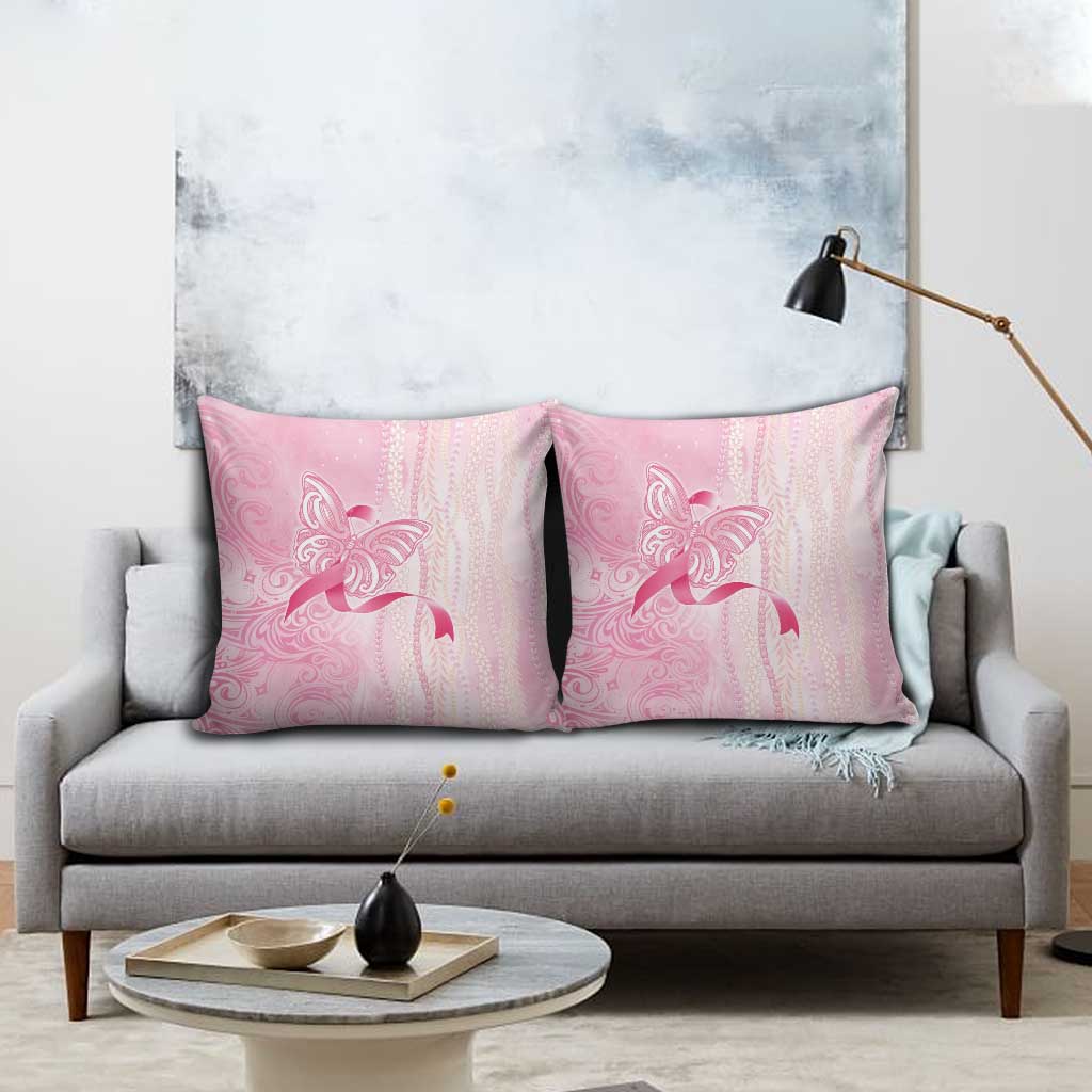 Breast Cancer Awareness Pillow Cover Maile Pikake Lokelani Crown Flower Lei Inspired LT9 - Polynesian Pride