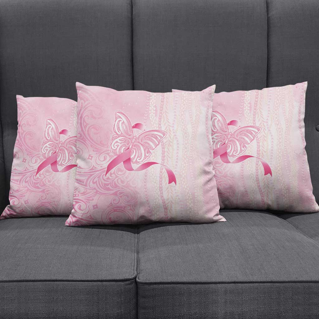 Breast Cancer Awareness Pillow Cover Maile Pikake Lokelani Crown Flower Lei Inspired LT9 - Polynesian Pride