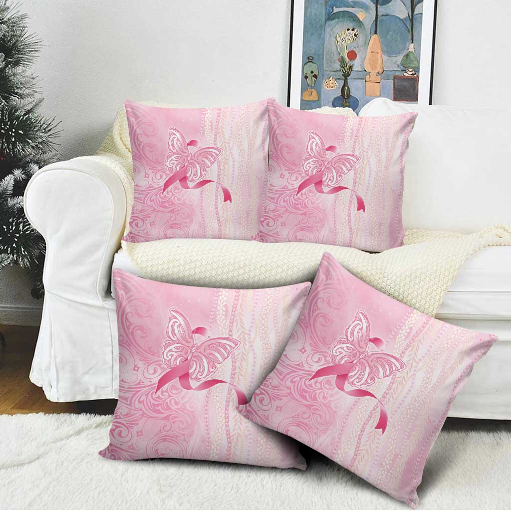 Breast Cancer Awareness Pillow Cover Maile Pikake Lokelani Crown Flower Lei Inspired LT9 - Polynesian Pride