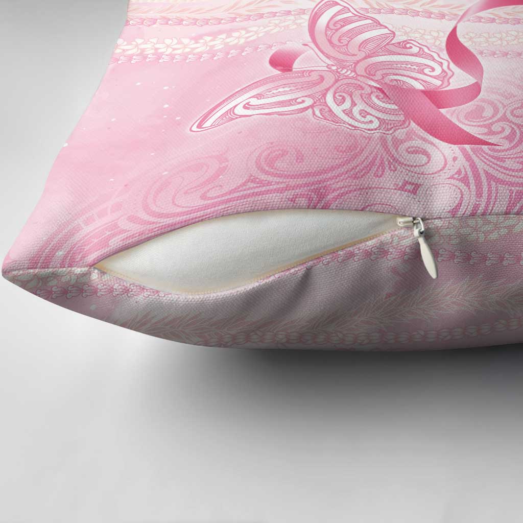Breast Cancer Awareness Pillow Cover Maile Pikake Lokelani Crown Flower Lei Inspired LT9 - Polynesian Pride