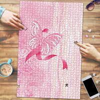 Breast Cancer Awareness Puzzle Maile Pikake Lokelani Crown Flower Lei Inspired LT9 Pink - Polynesian Pride