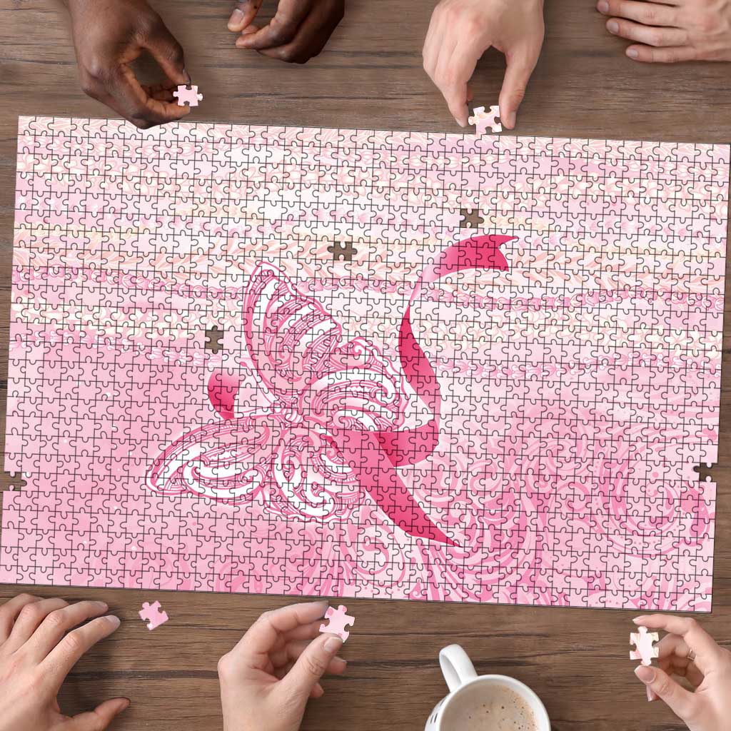 Breast Cancer Awareness Puzzle Maile Pikake Lokelani Crown Flower Lei Inspired LT9 - Polynesian Pride