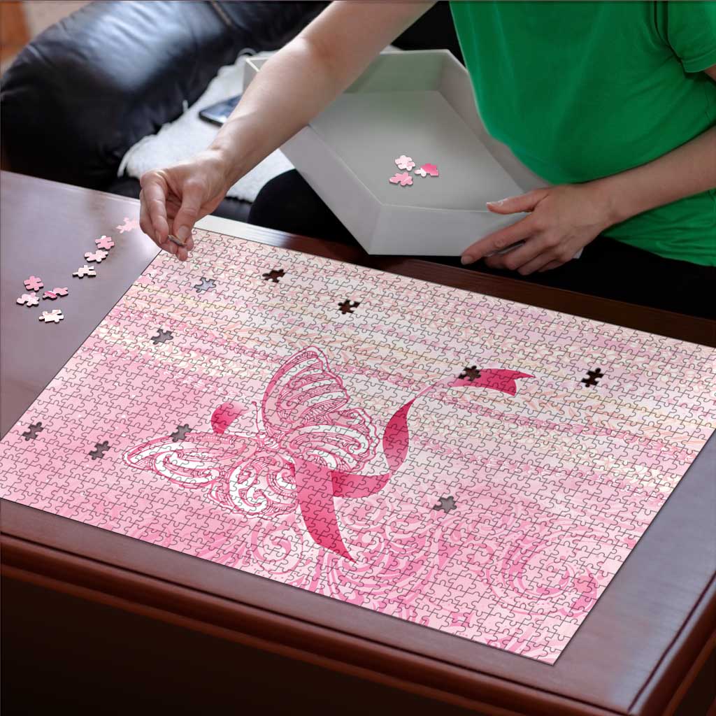 Breast Cancer Awareness Puzzle Maile Pikake Lokelani Crown Flower Lei Inspired LT9 - Polynesian Pride