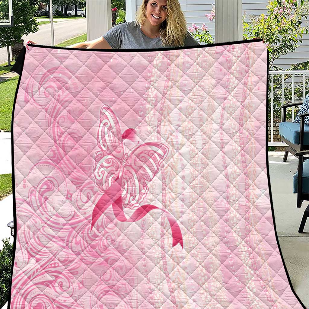 Breast Cancer Awareness Quilt Maile Pikake Lokelani Crown Flower Lei Inspired LT9 Pink - Polynesian Pride