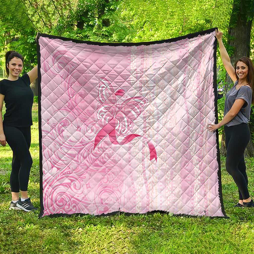 Breast Cancer Awareness Quilt Maile Pikake Lokelani Crown Flower Lei Inspired LT9 - Polynesian Pride