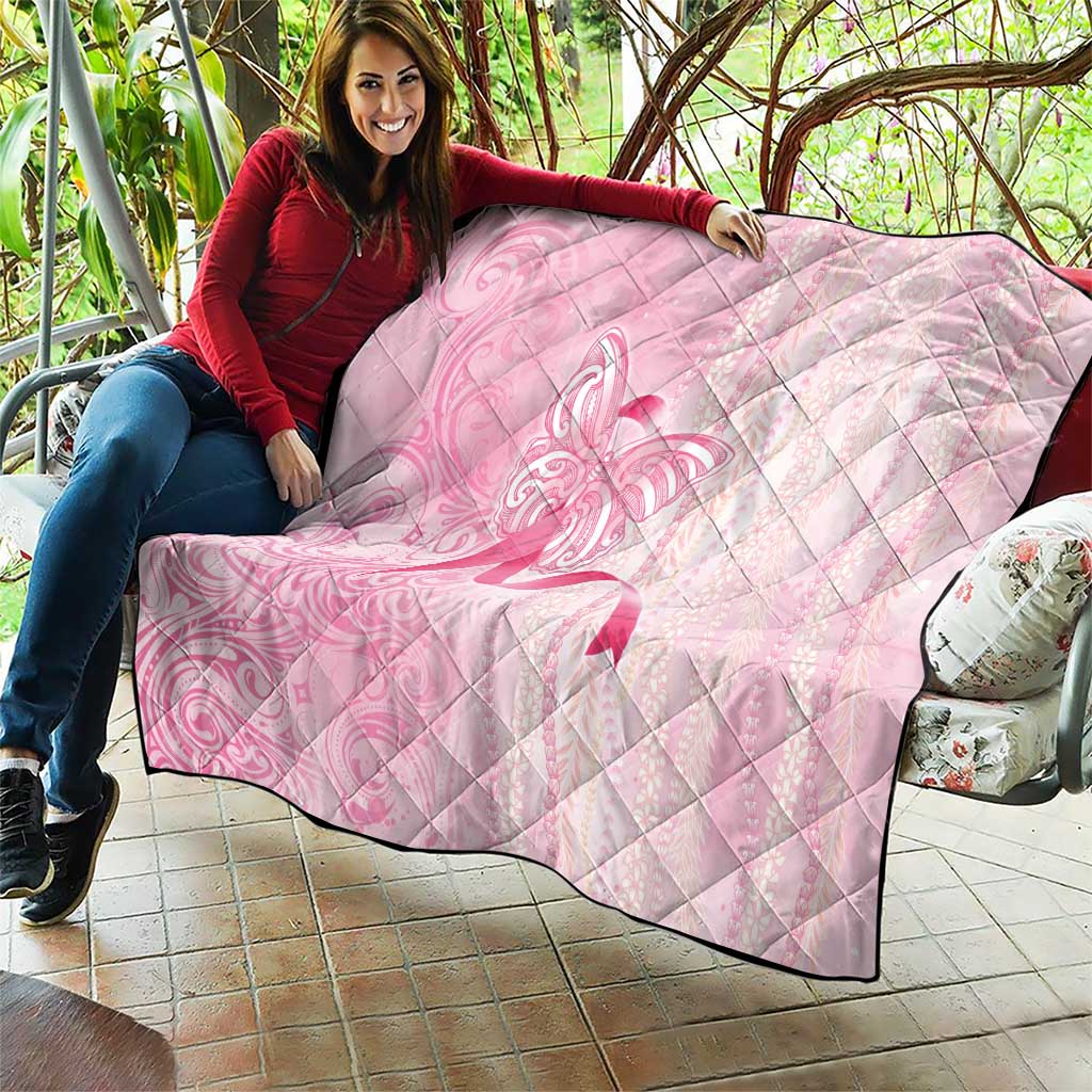Breast Cancer Awareness Quilt Maile Pikake Lokelani Crown Flower Lei Inspired LT9 - Polynesian Pride