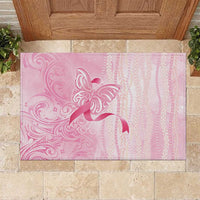 Breast Cancer Awareness Rubber Doormat Maile Pikake Lokelani Crown Flower Lei Inspired