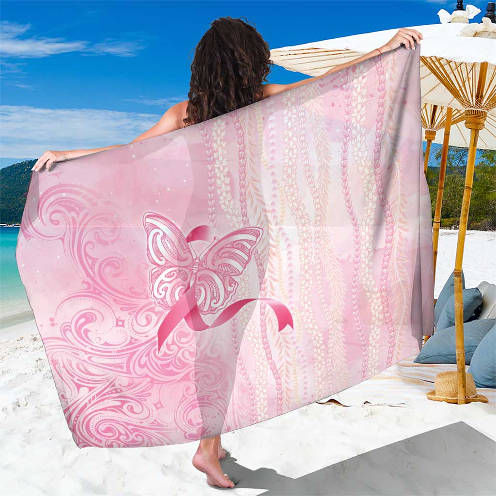Breast Cancer Awareness Sarong Maile Pikake Lokelani Crown Flower Lei Inspired LT9 One Size 44 x 66 inches Pink - Polynesian Pride
