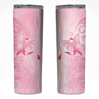 Breast Cancer Awareness Skinny Tumbler Maile Pikake Lokelani Crown Flower Lei Inspired