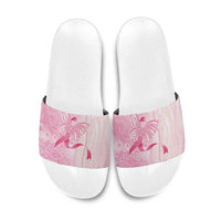 Breast Cancer Awareness Slide Sandals Maile Pikake Lokelani Crown Flower Lei Inspired LT9 Pink - Polynesian Pride