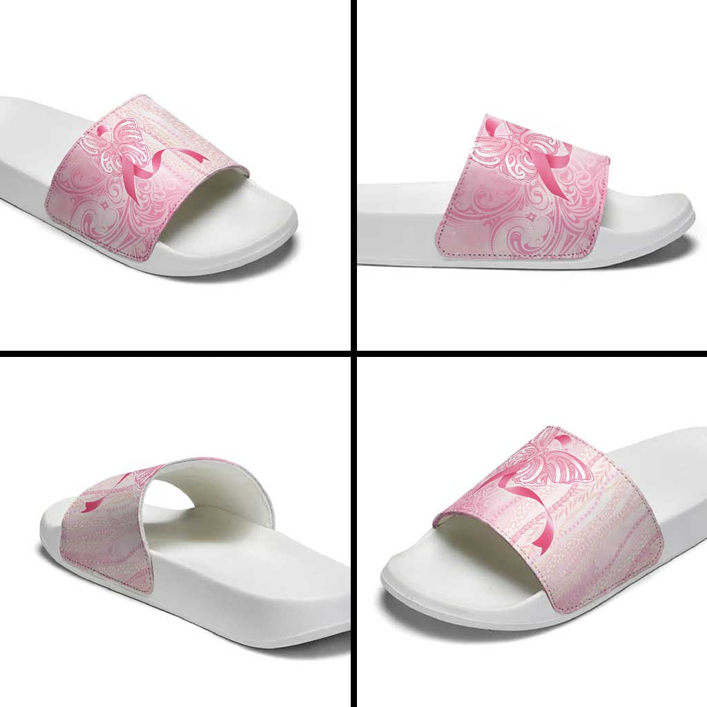 Breast Cancer Awareness Slide Sandals Maile Pikake Lokelani Crown Flower Lei Inspired LT9 - Polynesian Pride