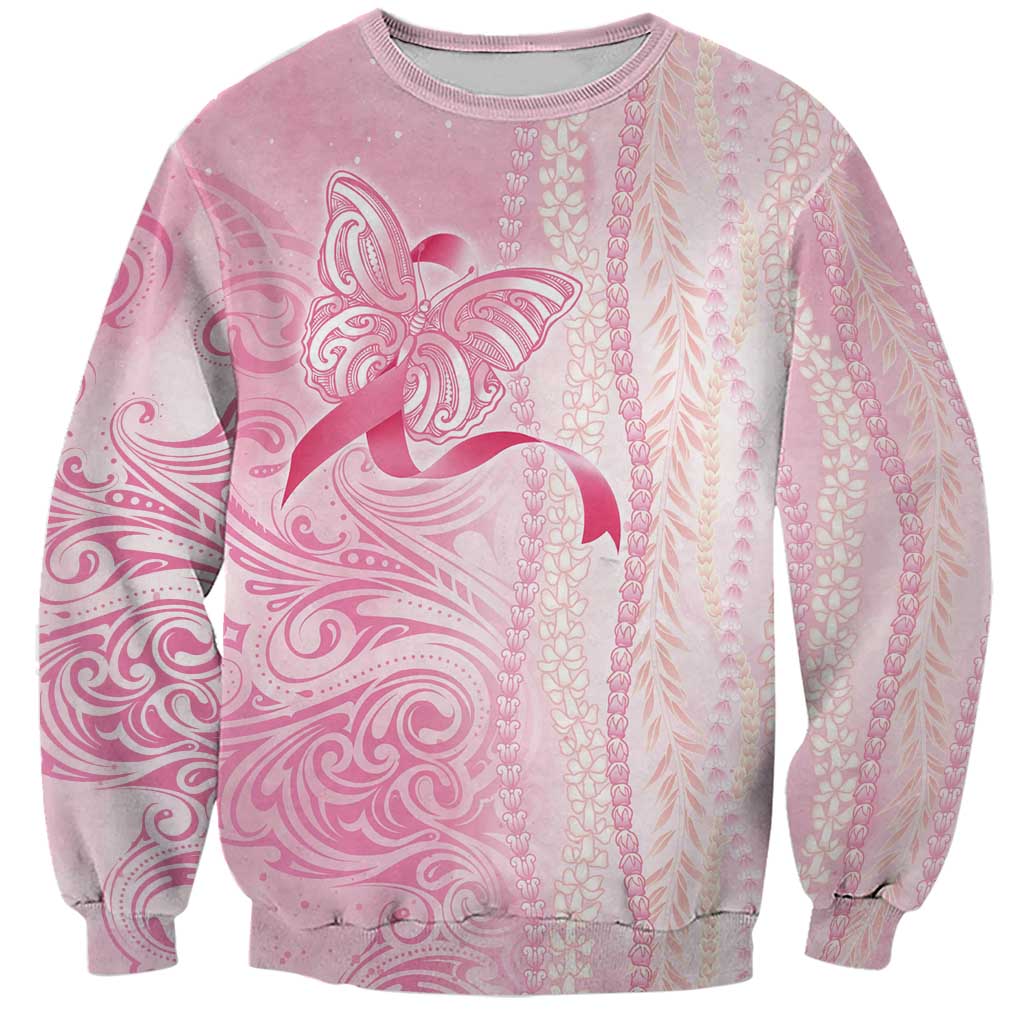 Breast Cancer Awareness Sweatshirt Maile Pikake Lokelani Crown Flower Lei Inspired LT9 Unisex Pink - Polynesian Pride