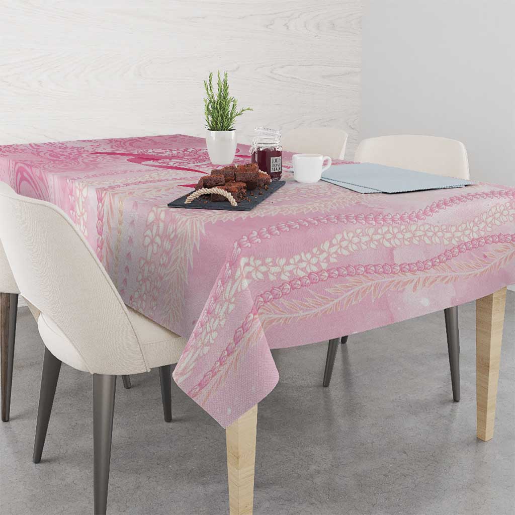 Breast Cancer Awareness Tablecloth Maile Pikake Lokelani Crown Flower Lei Inspired LT9 - Polynesian Pride