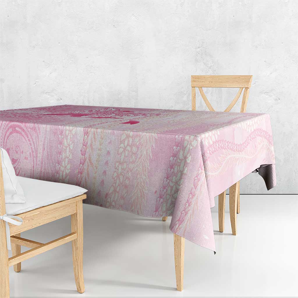Breast Cancer Awareness Tablecloth Maile Pikake Lokelani Crown Flower Lei Inspired LT9 - Polynesian Pride