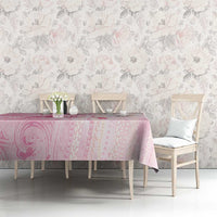 Breast Cancer Awareness Tablecloth Maile Pikake Lokelani Crown Flower Lei Inspired LT9 - Polynesian Pride