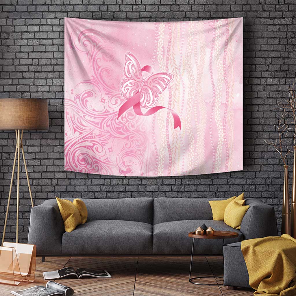 Breast Cancer Awareness Tapestry Maile Pikake Lokelani Crown Flower Lei Inspired LT9 Pink - Polynesian Pride