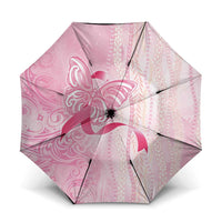 Breast Cancer Awareness Umbrella Maile Pikake Lokelani Crown Flower Lei Inspired LT9 One Size Folded 11.42 inch Opened Diameter 37.4 inch Pink - Polynesian Pride