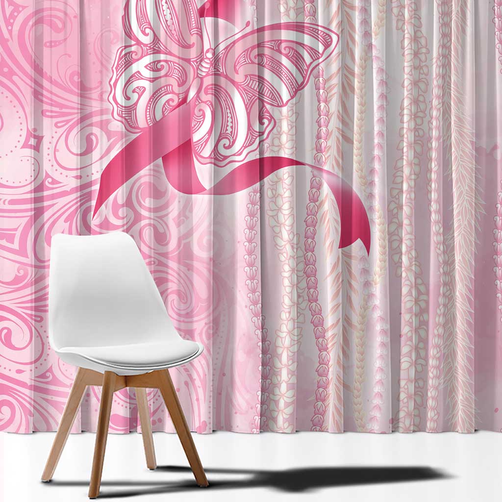 Breast Cancer Awareness Window Curtain Maile Pikake Lokelani Crown Flower Lei Inspired