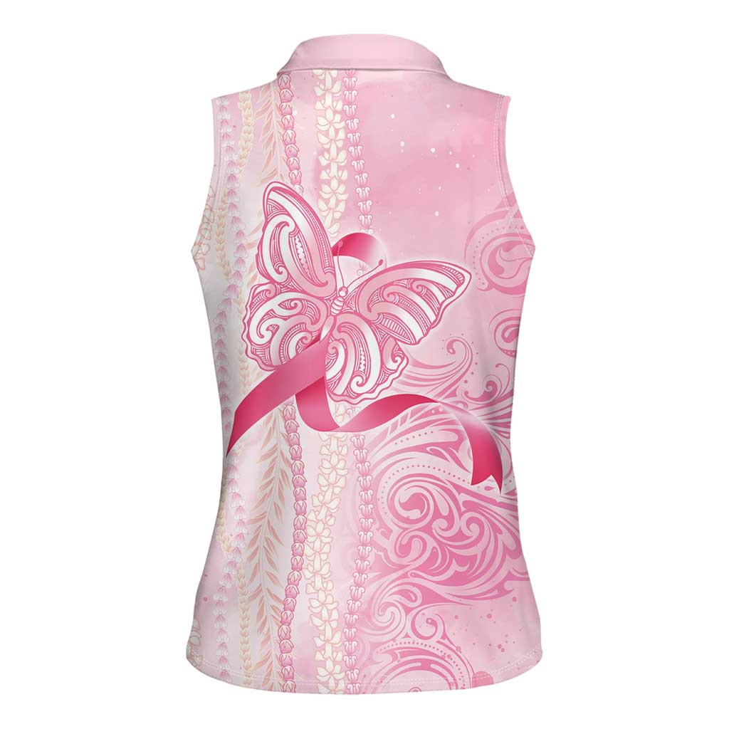 Breast Cancer Awareness Women Sleeveless Polo Shirt Maile Pikake Lokelani Crown Flower Lei Inspired