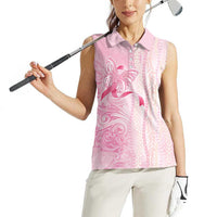 Breast Cancer Awareness Women Sleeveless Polo Shirt Maile Pikake Lokelani Crown Flower Lei Inspired