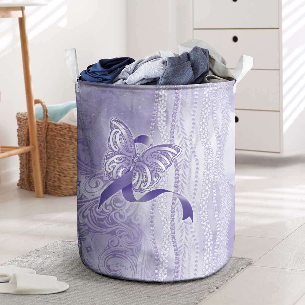 Epilepsy Awareness Laundry Basket Maile Pikake Lokelani Crown Flower Lei Inspired LT9 Purple - Polynesian Pride