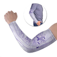 Epilepsy Awareness Arm Sleeves Maile Pikake Lokelani Crown Flower Lei Inspired LT9 Set of 2 Purple - Polynesian Pride