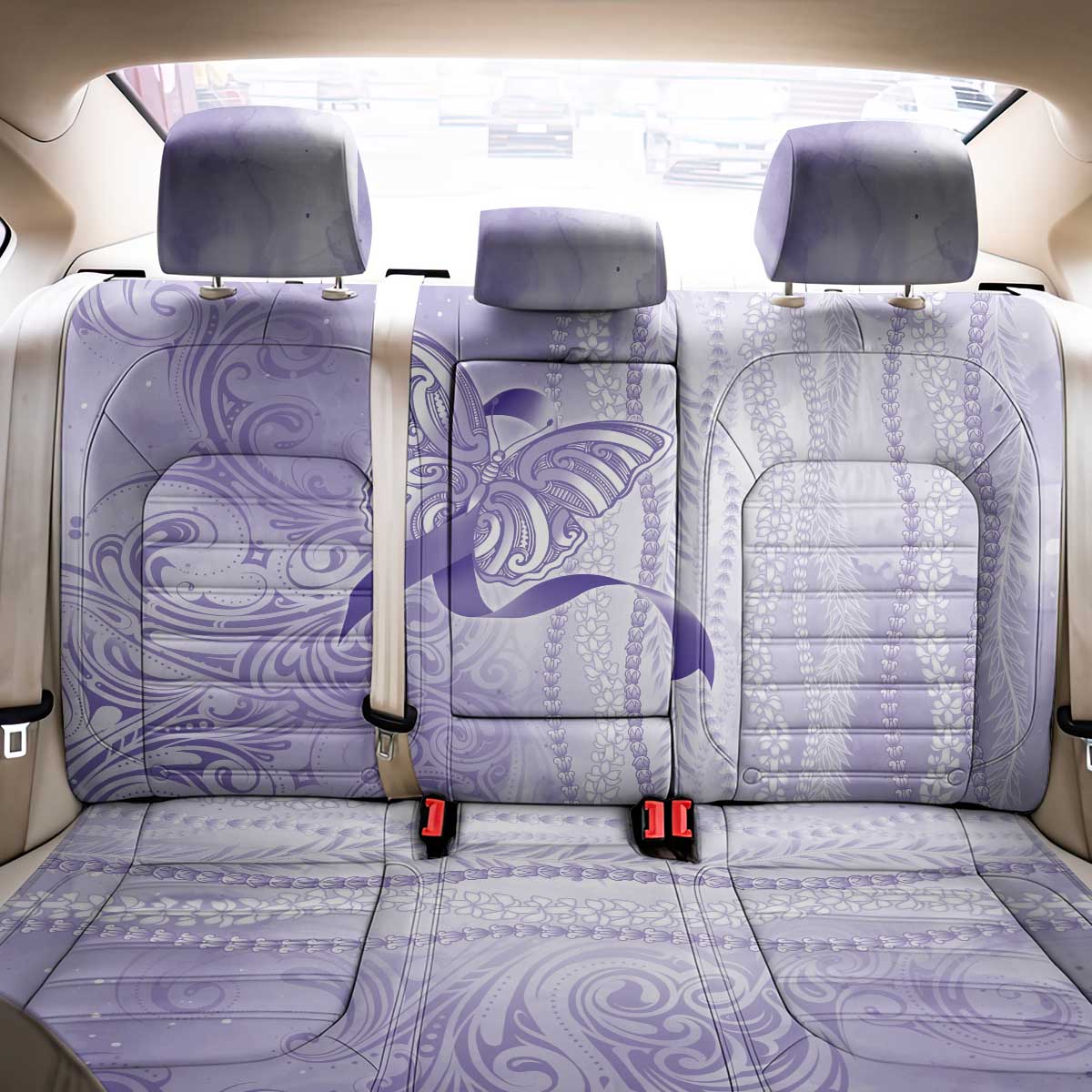 Epilepsy Awareness Back Car Seat Cover Maile Pikake Lokelani Crown Flower Lei Inspired LT9 - Polynesian Pride