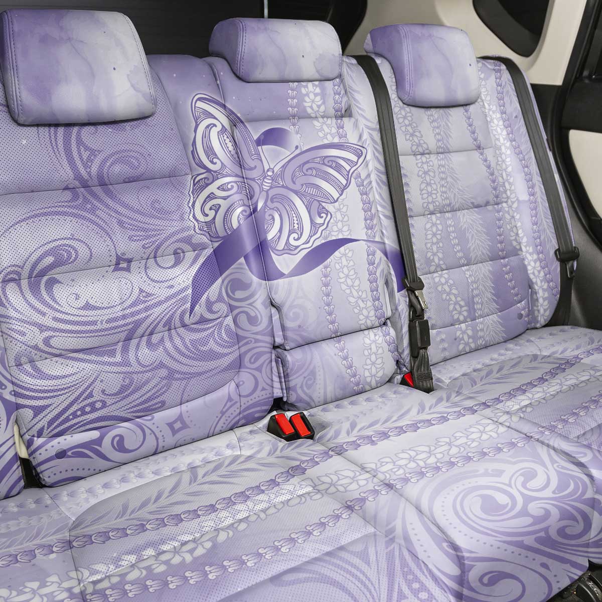 Epilepsy Awareness Back Car Seat Cover Maile Pikake Lokelani Crown Flower Lei Inspired LT9 - Polynesian Pride