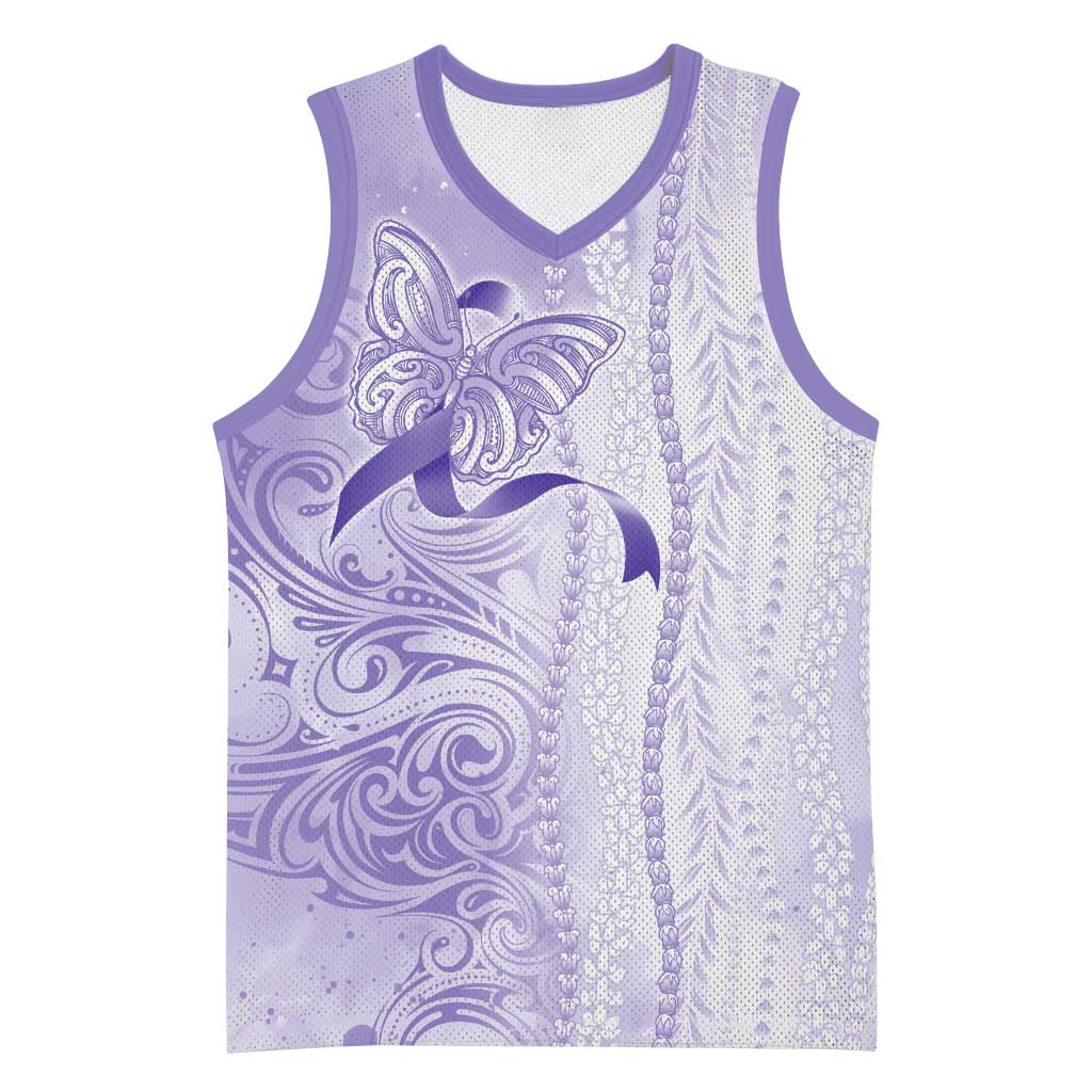 Epilepsy Awareness Basketball Jersey Maile Pikake Lokelani Crown Flower Lei Inspired LT9 Unisex Purple - Polynesian Pride