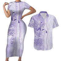 Epilepsy Awareness Couples Matching Short Sleeve Bodycon Dress and Hawaiian Shirt Maile Pikake Lokelani Crown Flower Lei Inspired