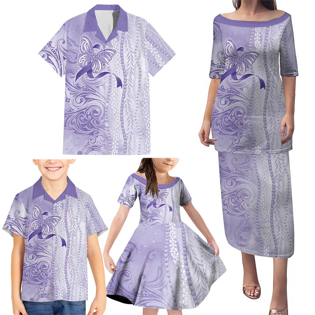 Epilepsy Awareness Family Matching Puletasi and Hawaiian Shirt Maile Pikake Lokelani Crown Flower Lei Inspired LT9 - Polynesian Pride