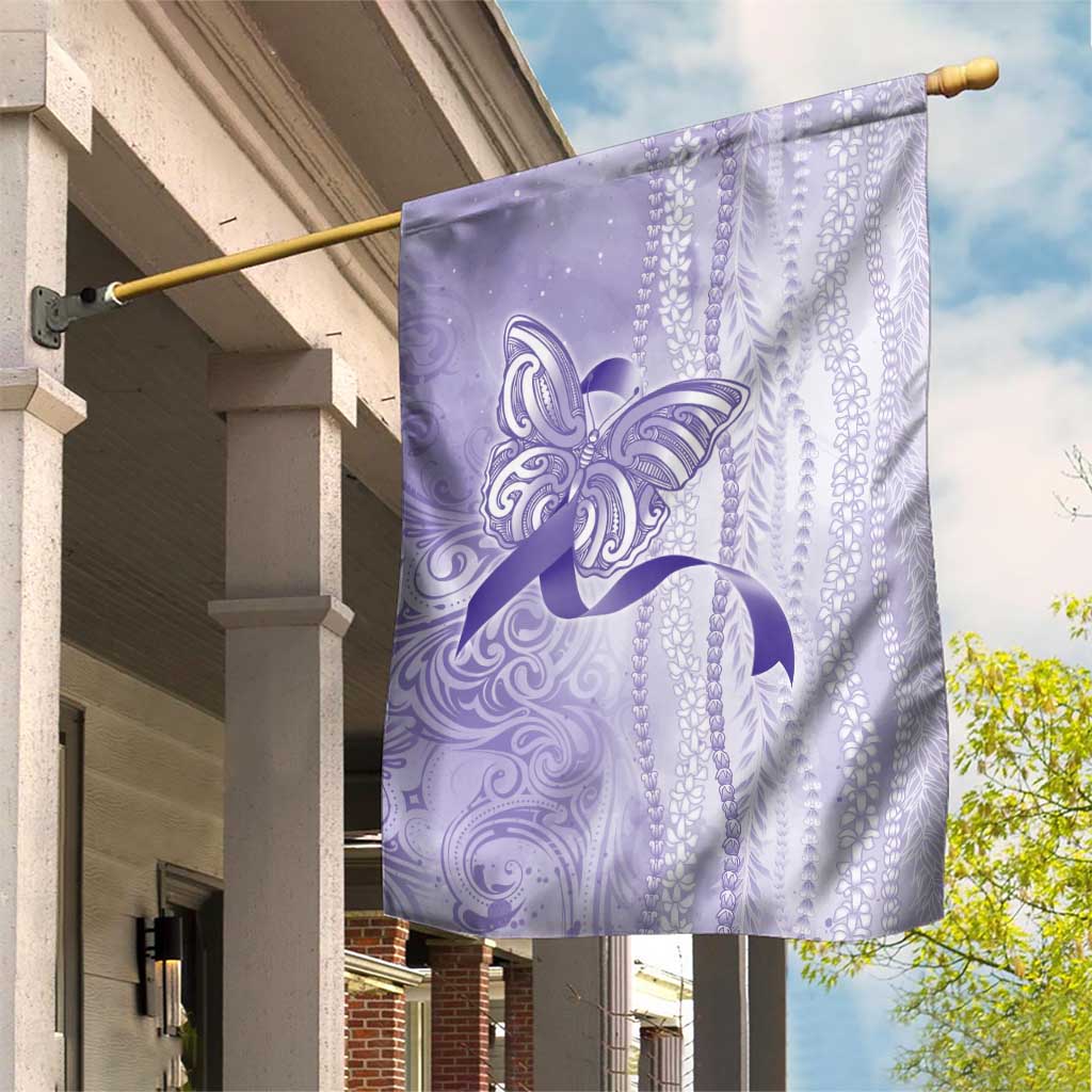 Epilepsy Awareness Garden Flag Maile Pikake Lokelani Crown Flower Lei Inspired LT9 House Flag Purple - Polynesian Pride