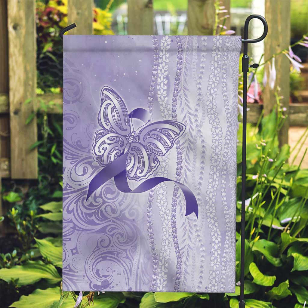 Epilepsy Awareness Garden Flag Maile Pikake Lokelani Crown Flower Lei Inspired LT9 Garden Flag Purple - Polynesian Pride