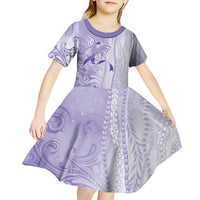 Epilepsy Awareness Kid Short Sleeve Dress Maile Pikake Lokelani Crown Flower Lei Inspired LT9 - Polynesian Pride