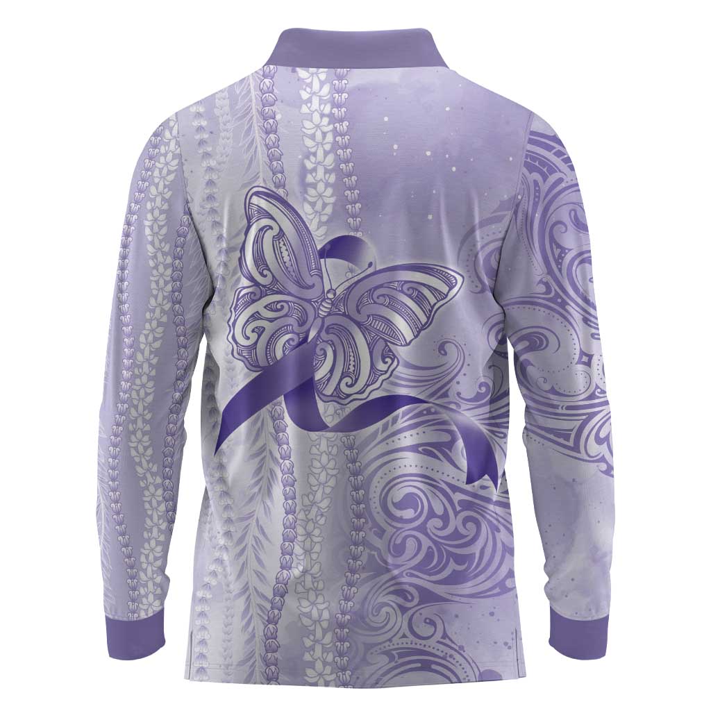 Epilepsy Awareness Long Sleeve Polo Shirt Maile Pikake Lokelani Crown Flower Lei Inspired LT9 - Polynesian Pride