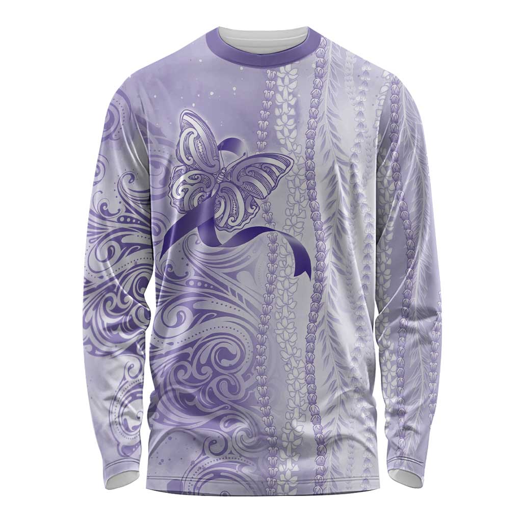 Epilepsy Awareness Long Sleeve Shirt Maile Pikake Lokelani Crown Flower Lei Inspired LT9 Unisex Purple - Polynesian Pride