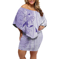 Epilepsy Awareness Off Shoulder Short Dress Maile Pikake Lokelani Crown Flower Lei Inspired