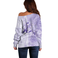 Epilepsy Awareness Off Shoulder Sweater Maile Pikake Lokelani Crown Flower Lei Inspired LT9 - Polynesian Pride