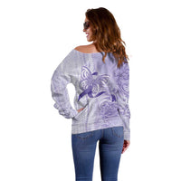Epilepsy Awareness Off Shoulder Sweater Maile Pikake Lokelani Crown Flower Lei Inspired LT9 - Polynesian Pride