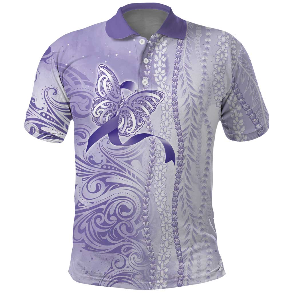 Epilepsy Awareness Polo Shirt Maile Pikake Lokelani Crown Flower Lei Inspired LT9 Purple - Polynesian Pride