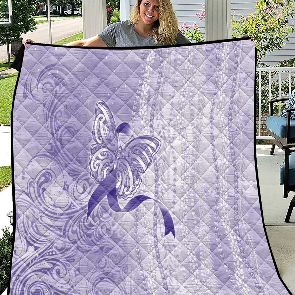 Epilepsy Awareness Quilt Maile Pikake Lokelani Crown Flower Lei Inspired LT9 Purple - Polynesian Pride