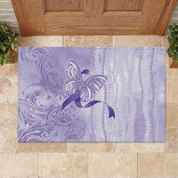 Epilepsy Awareness Rubber Doormat Maile Pikake Lokelani Crown Flower Lei Inspired LT9 Purple - Polynesian Pride