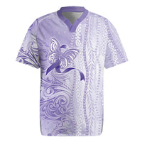 Epilepsy Awareness Rugby Jersey Maile Pikake Lokelani Crown Flower Lei Inspired LT9 Purple - Polynesian Pride