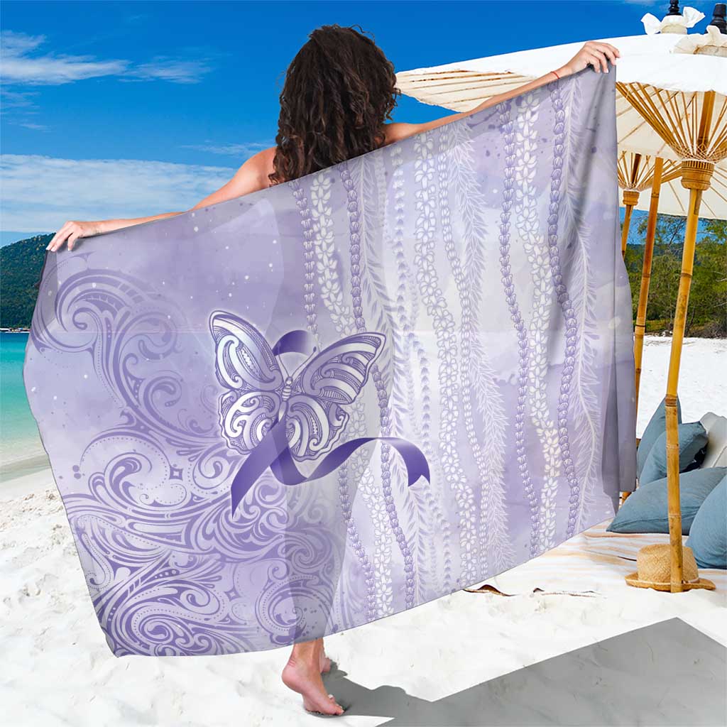 Epilepsy Awareness Sarong Maile Pikake Lokelani Crown Flower Lei Inspired LT9 One Size 44 x 66 inches Purple - Polynesian Pride