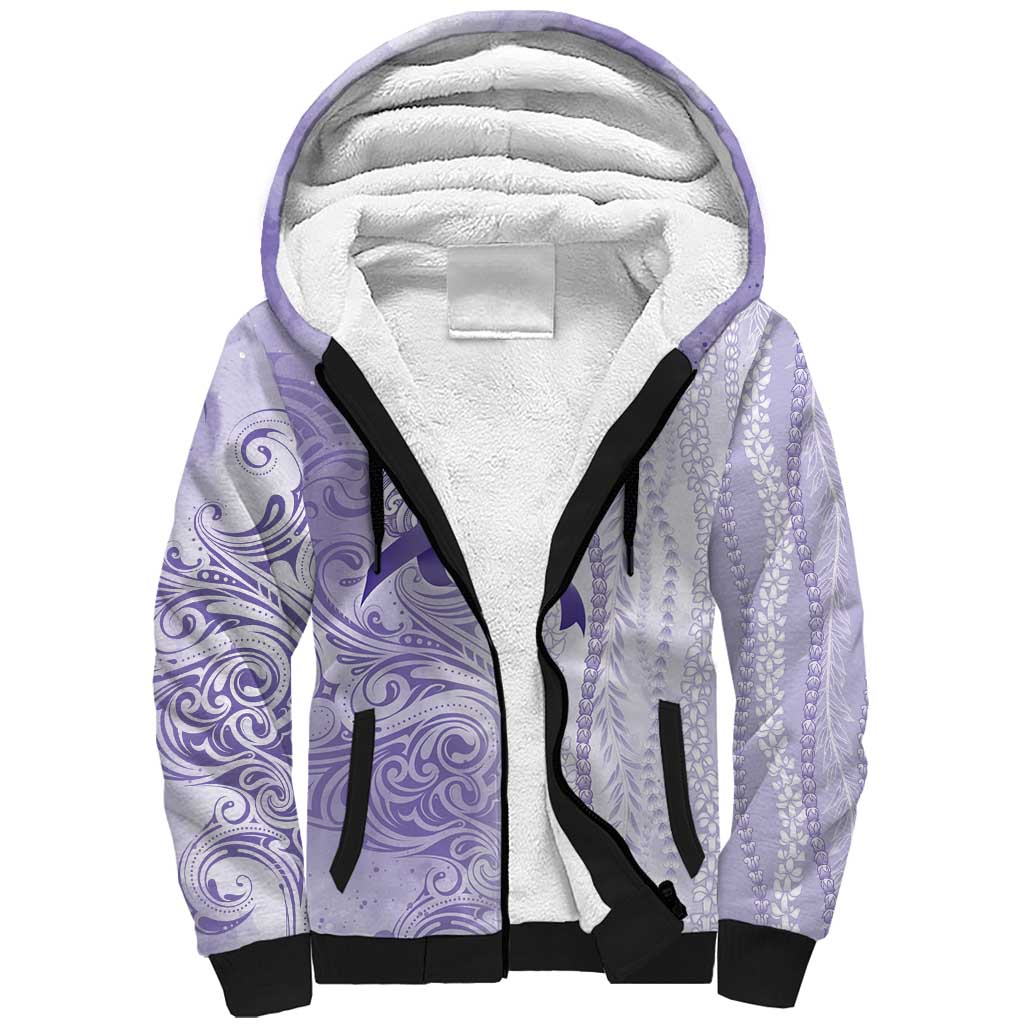Epilepsy Awareness Sherpa Hoodie Maile Pikake Lokelani Crown Flower Lei Inspired LT9 Unisex Purple - Polynesian Pride