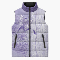 Epilepsy Awareness Sleeveless Puffer Jacket Maile Pikake Lokelani Crown Flower Lei Inspired LT9 Unisex Purple - Polynesian Pride