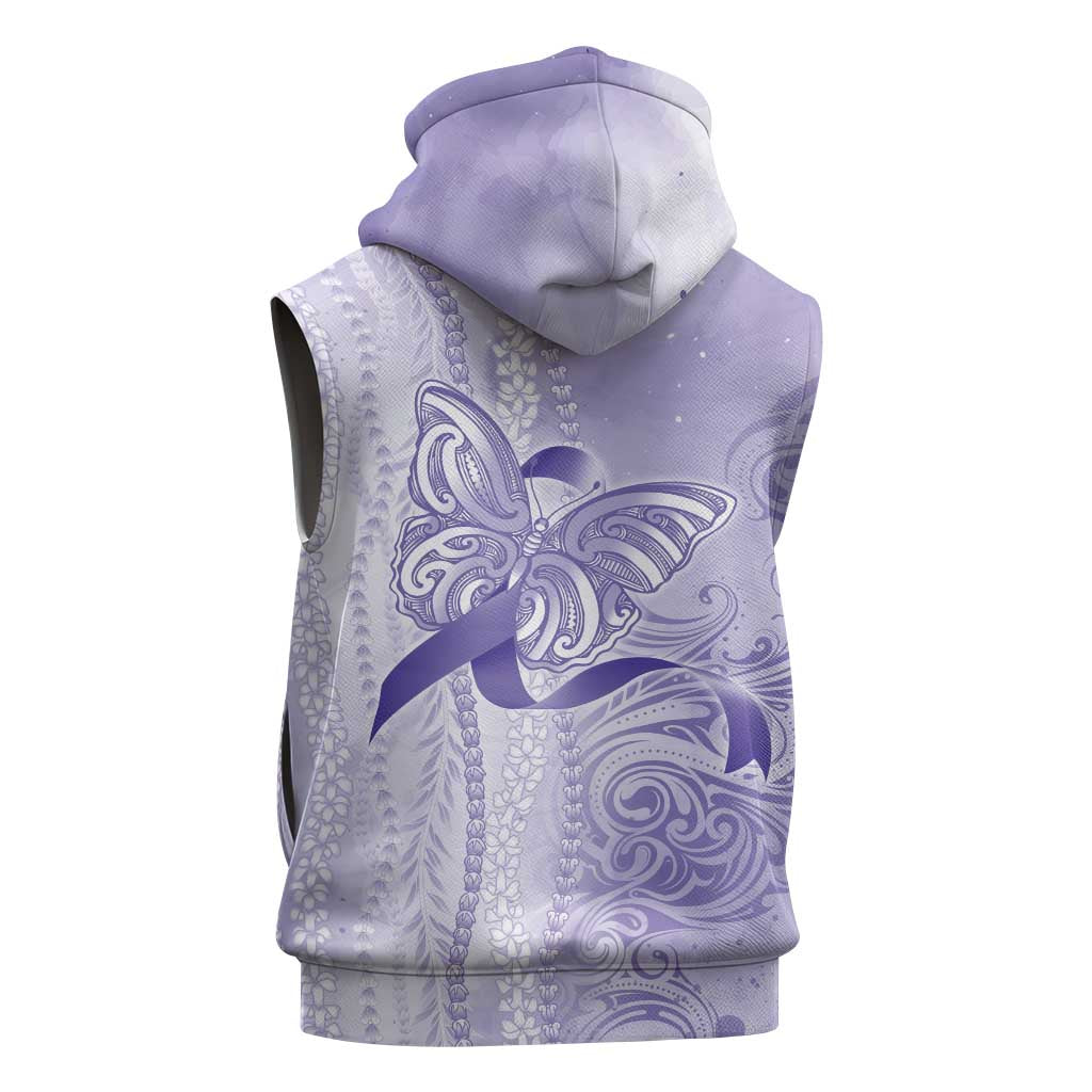 Epilepsy Awareness Sleeveless Zip Hoodie Maile Pikake Lokelani Crown Flower Lei Inspired LT9 - Polynesian Pride