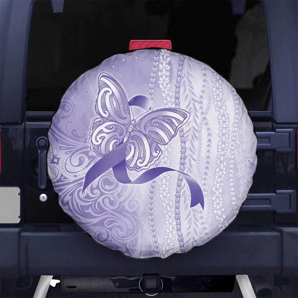 Epilepsy Awareness Spare Tire Cover Maile Pikake Lokelani Crown Flower Lei Inspired LT9 No hole Purple - Polynesian Pride